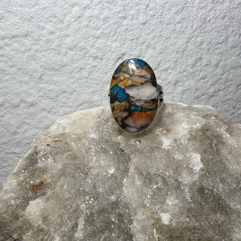 Turquoise Spiny Oyster Navajo Sterling Silver Ring